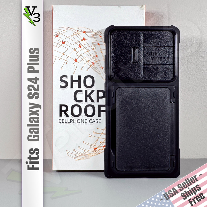 Wallet Case for Galaxy S24 Plus – Rugged Black | Camera Cover | Holds 4 Cards