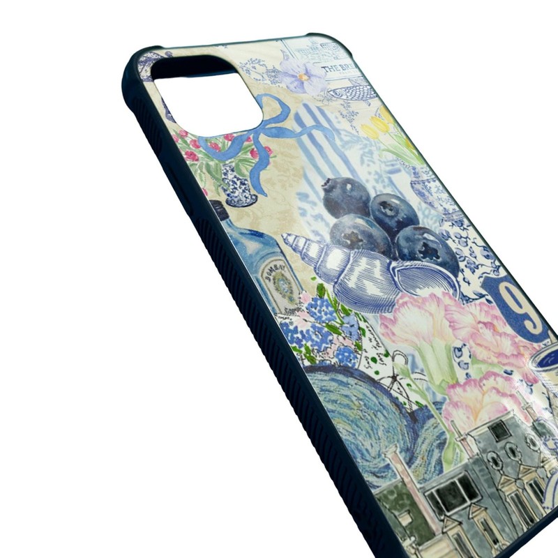 Blue Seaside Shell Collage Aesthetic iPhone Case Tough Glass Block 4 Corners gallery