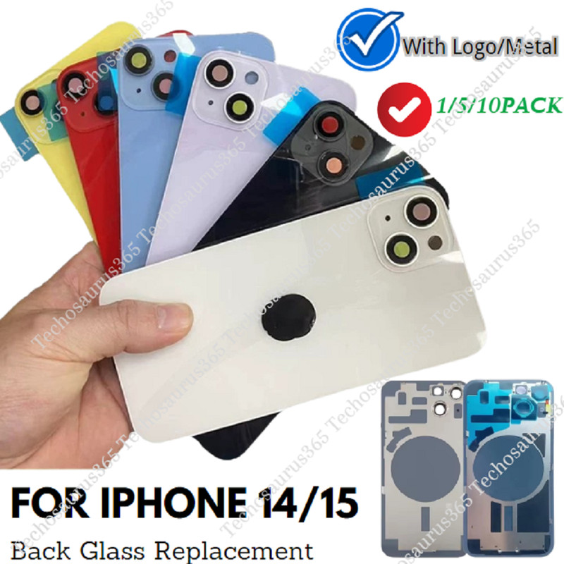 For iPhone 14 15 Plus Pro Max Back Glass With Frame Replacement Rear Cover Lot