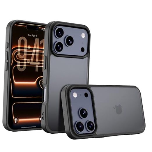 for iPhone 17 pro Case Translucent Matte Phone Cover, [10 iPhone 17 Pro Black