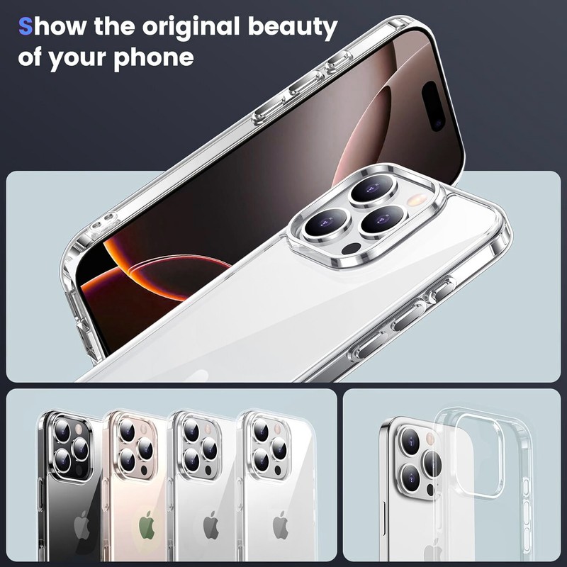 For iPhone 16 Pro Max/16 Pro/16 Case Phone Cover Shockproof Clear+Tempered Glass gallery