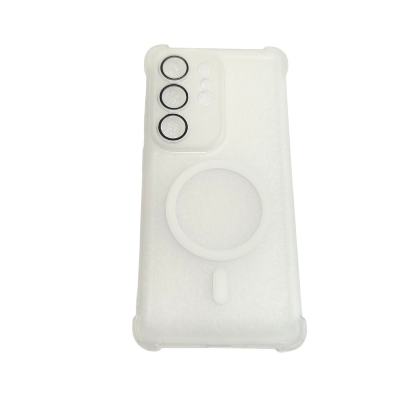 Clear Matte Magnetic Phone Case White Ring for Samsung Galaxy S26 Ultra