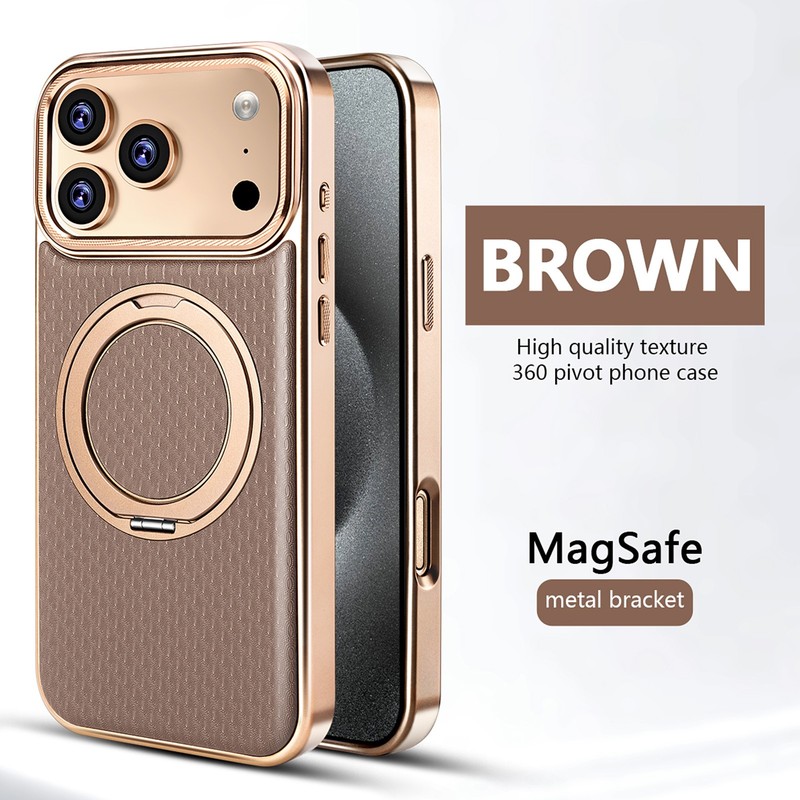Magnetic Case for iPhone Air 17 Pro Max 16 Shockproof Leather Ring Kickstand