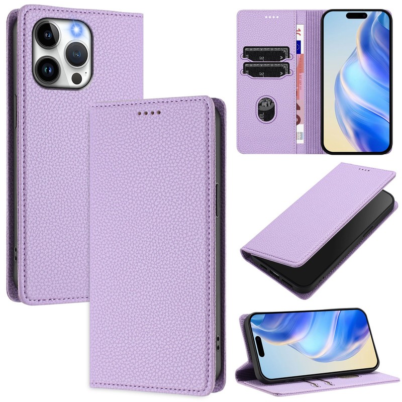 For Various Phone Magnetic Wallet Case Flip Stand lychee grain Leather Cover Hot