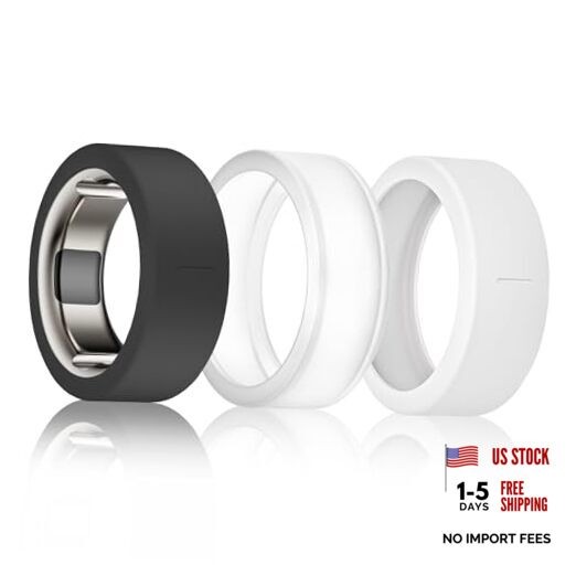 Silicone Ring Cover Compatible with Oura Ring S for 678910 Black+Clear+White