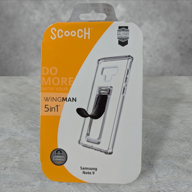 Q1. Scooch Wingman 5-in-1 Case For Samsung Note 9 – Clear See Description