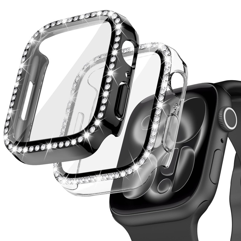 2-Pack Bling Case for Apple Series 11/10 Screen Protector 42mm, Diamond Rhine…