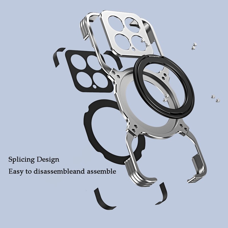 Magnetic Metal Armor X Type Rimless Stand Case+ lens Film For Xiaomi 15 Pro / 15 gallery