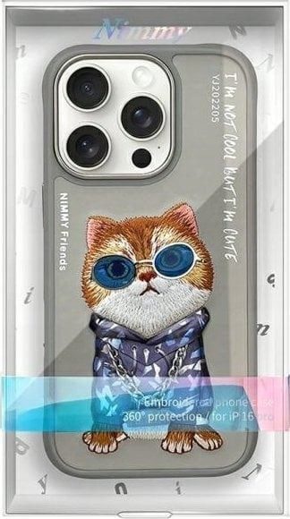 Nimmy Glasses Cool Cat Case for iPhone 16 Pro Max 6.9" Grey gallery