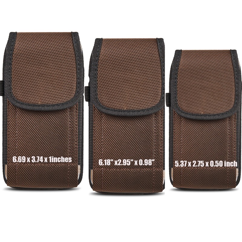 Vertical Cell Phone Holster Nylon Pouch with Belt Loop /Metal Clip -3 Sizes