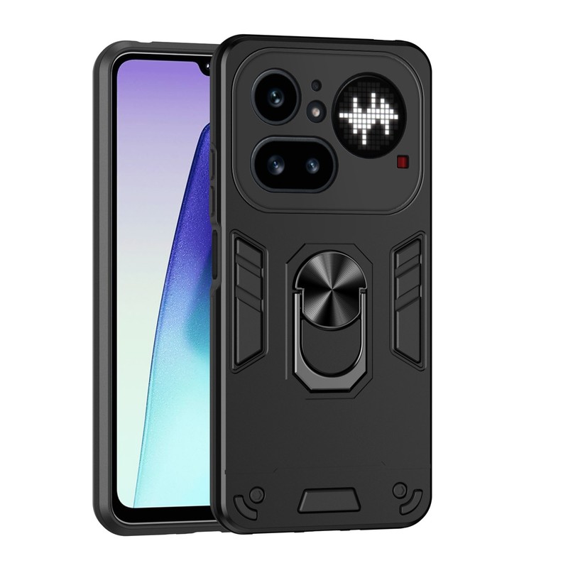 For Nothing Phone (4a) Pro, Phone Case Armor Ring Holder Dual Layer Hard Cover