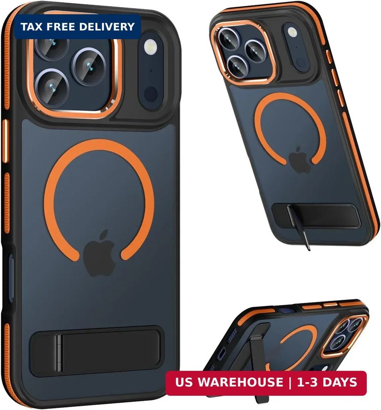 MAKAVO Magnetic for iPhone 17 Pro Max Case with Stand, Compatible with MagSafe,