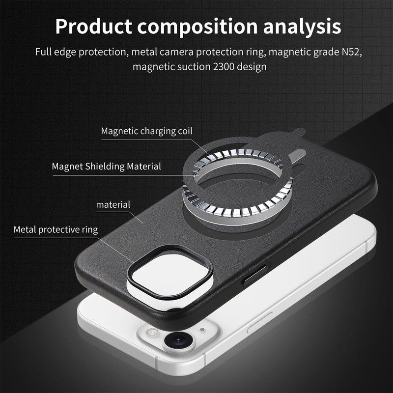 For iPhone 17 Pro Max Air 16 15 14 13 Pro Leather Case Mag Safe Shockproof Cover gallery