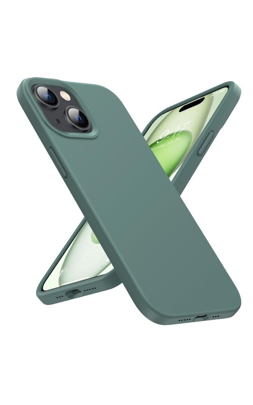 iPhone 15 Silicone Case, Military Grade, Anti-Scratch Microfiber Lining, Green