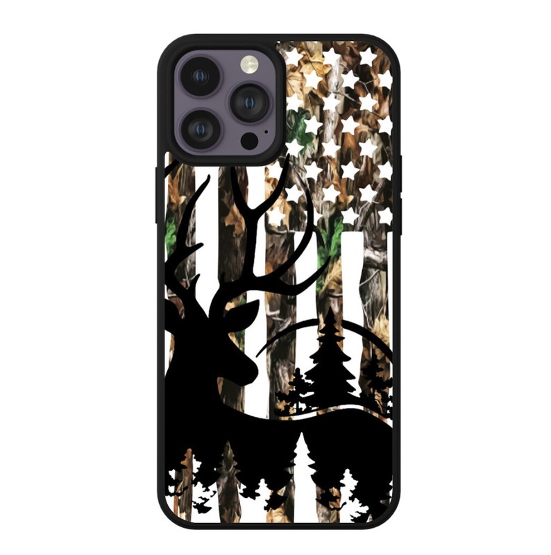 Deer Hunting Camo USA Flag Phone Case For iPhone 15 14 13 12 11 X XS