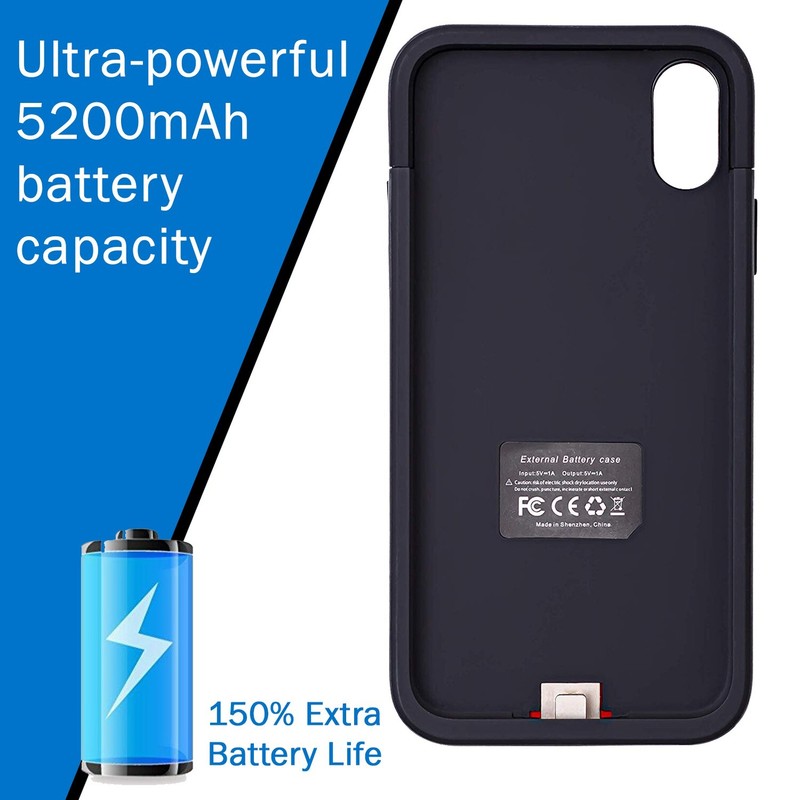 Lot of 50 iPhone X Xs 5200mAh Battery Case Charger Cover Black