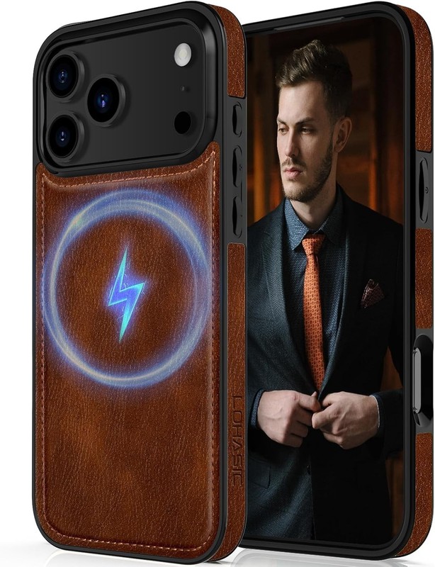for iPhone 17 Pro Max Leather Case, for iPhone 17 Pro Max, 6.9″ Dark Brown