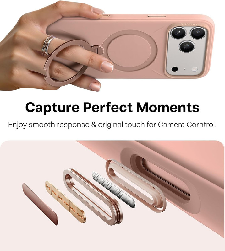 TORRAS Q3 Silicone 360 Spin for iPhone 17 Pro Case with Stand, Fit for MagSafe, gallery