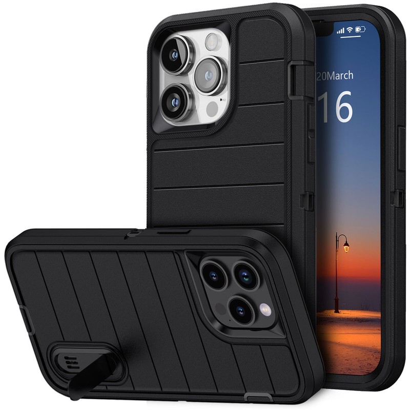For iPhone 13/13 Pro/13 Pro Max Shockproof Heavy Duty Stand Phone Case Cover