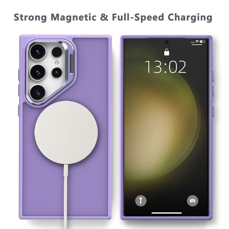 For Samsung Galaxy S23 Ultra Phone Case Lens Kickstand Rugged Translucent Cover gallery