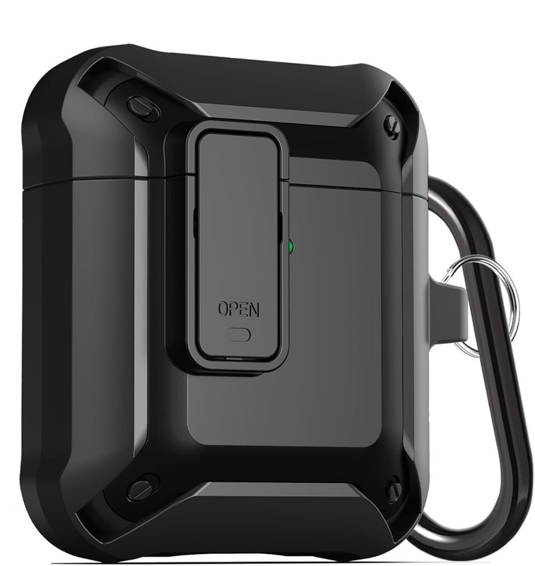 For Apple AirPods 3rd 2nd 1st Gen/Pro 2 Shockproof Armor Lock Case with Keychain gallery