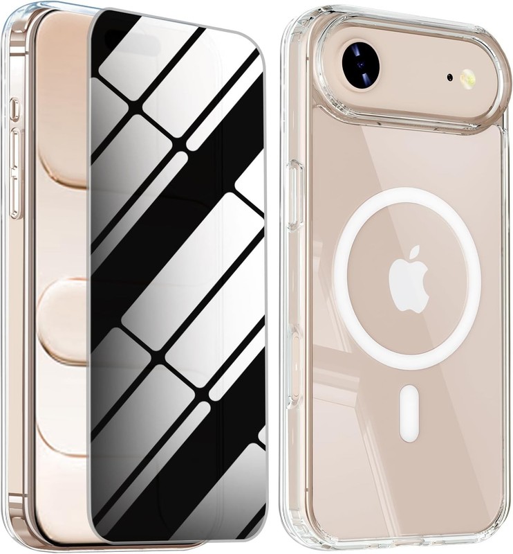Magnetic iPhone 17 Air Case With Privacy Screen Protectors,Shockproof,Transparen