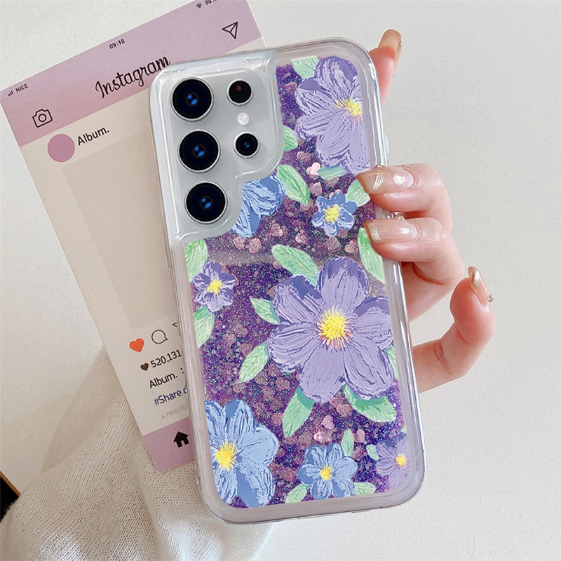 Cute Oil Painting Floral Glitter Quicksand Case for Samsung S26 S25 S24 Ultra gallery