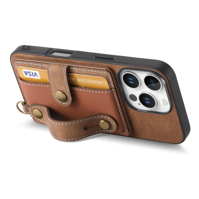 For iPhone 17 Pro Max 16 Plus 15 14 11 7 Card Pocket Phone Case With Wrist Strap gallery