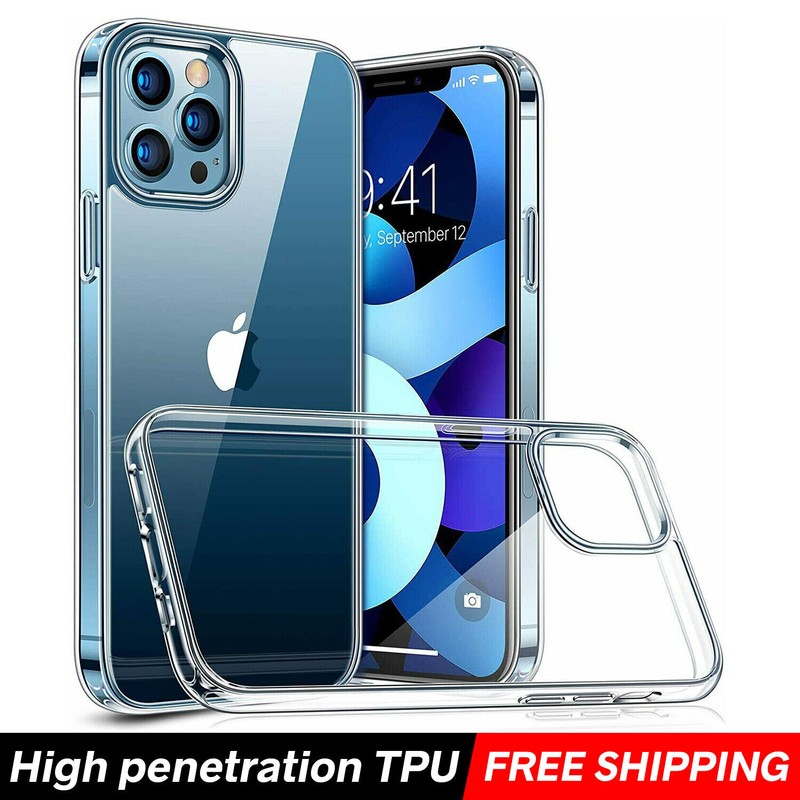 For iPhone 14 13 12 11 Pro Max Mini Soft Silicone Clear Cover Shockproof Case gallery