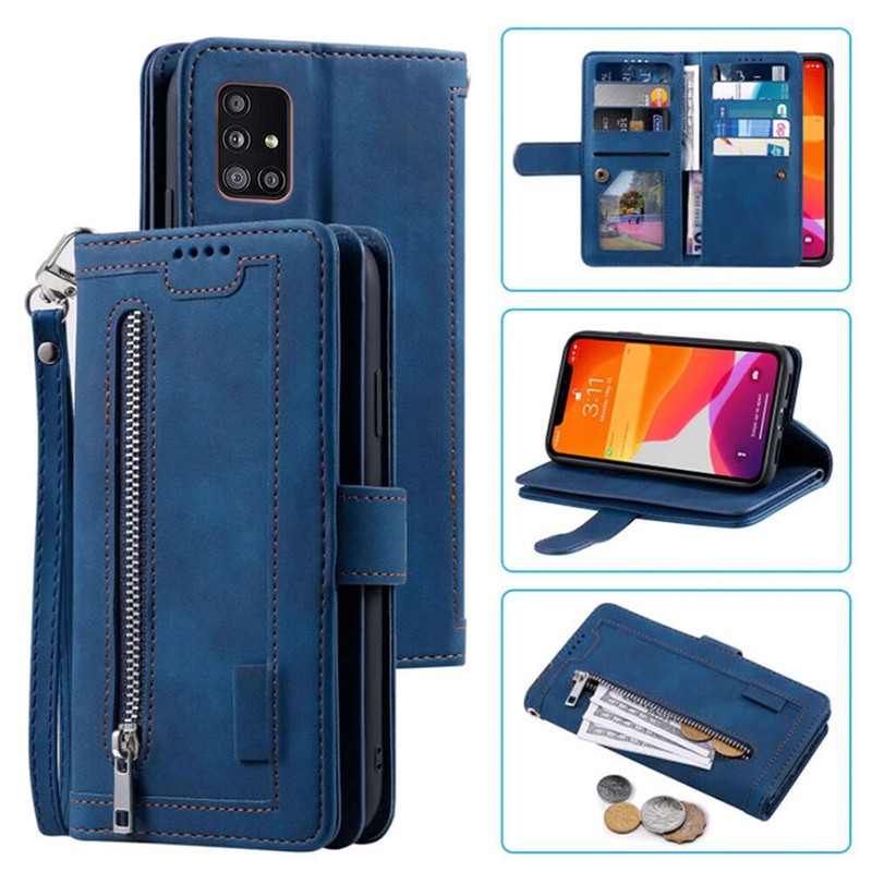 For Samsung Galaxy A51 A51 5G Wallet Case,Leather Zipper Magnetic Flip Card Case gallery