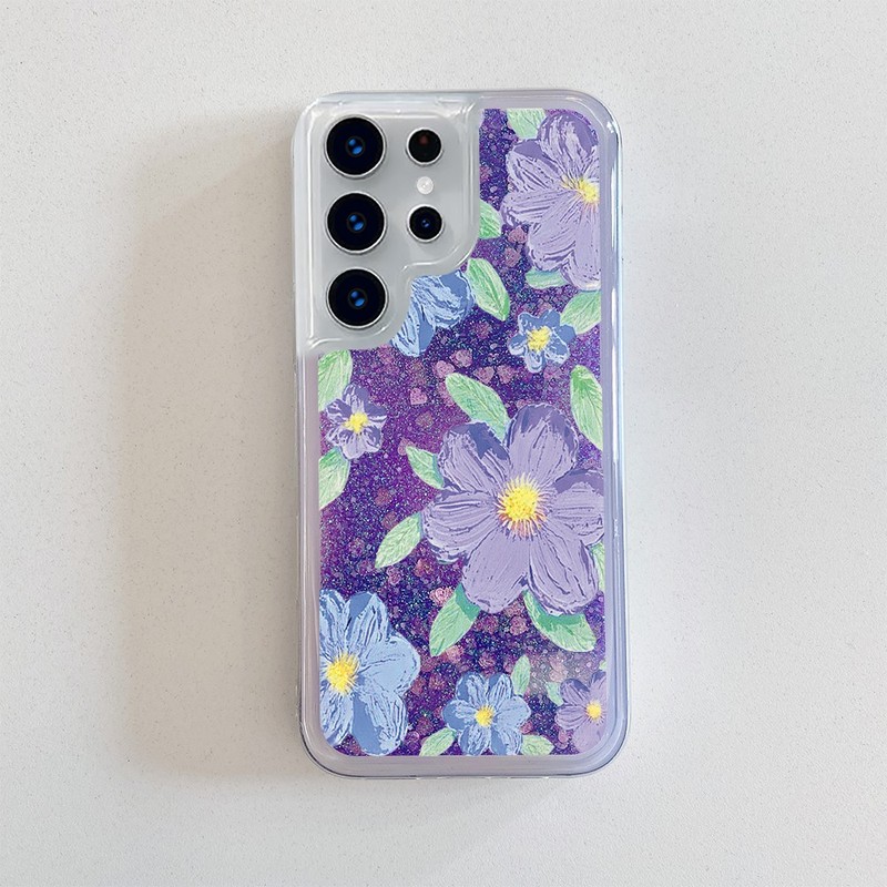 Cute Oil Painting Floral Glitter Quicksand Case for Samsung S26 S25 S24 Ultra gallery