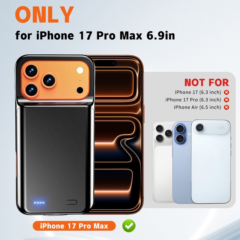 13800mAh Protective Extended Charging Charger Case For iPhone 17 pro max gallery