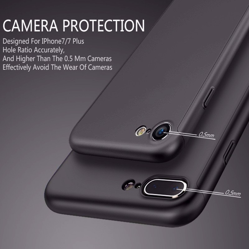 360° Hard Plastic Case Screen Protector Tempered Glass Cover For iPhone 7 7plus gallery