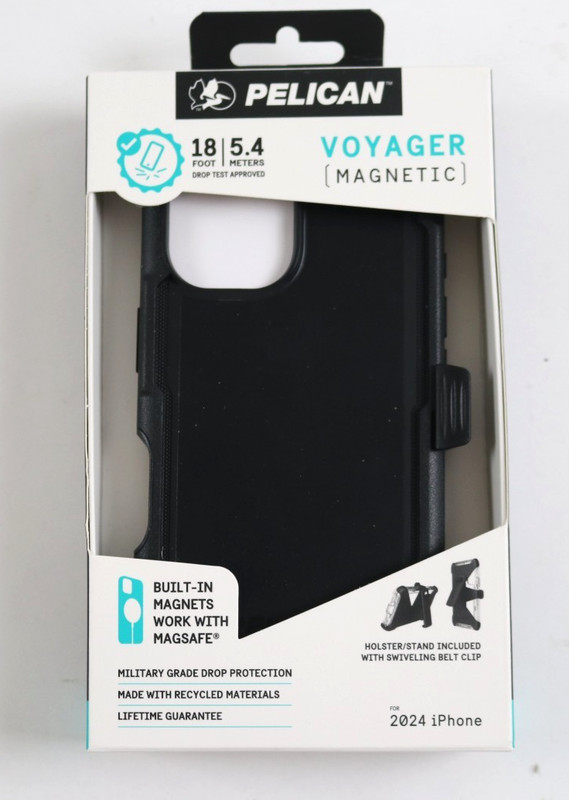 Pelican Voyager Magnetic Case for 2024 iPhone, MagSafe, Black