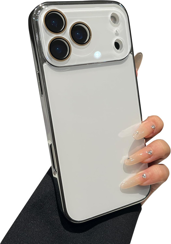Solid Color Electroplated Frame with Crystal Camera Lens Protection Compatible w