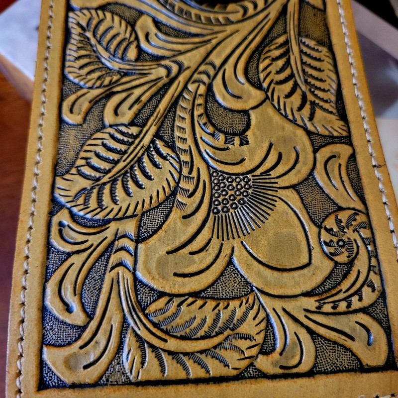 Horse Western Phone Holster Tan Brown Genuine Leather 7''x 3.5 '' In Box gallery