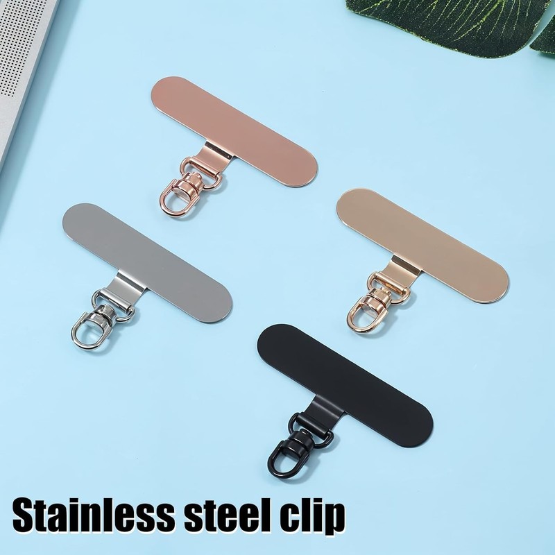 4 Pack Metal Phone Tether Tab, 360° Rotating Phone Lanyard Tab Universal Phon... gallery