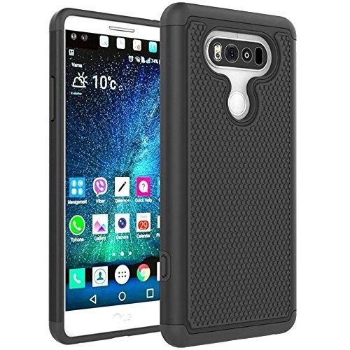For LG V20 – BLACK DROP-PROOF HYBRID CASE DUAL LAYER ARMOR DEFENDER RUGGED COVER