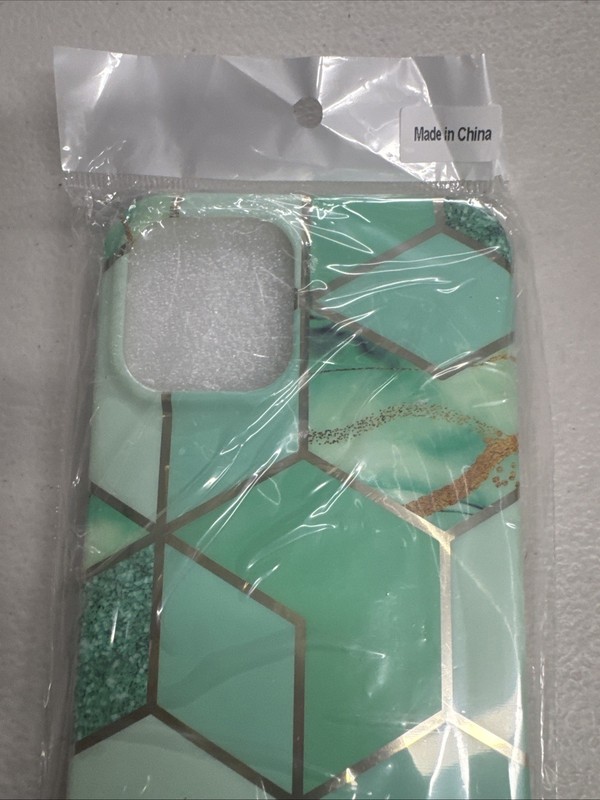 iPhone 12 Pro Max Geometric Phone Case, Green Back Cover, 6.7 New gallery