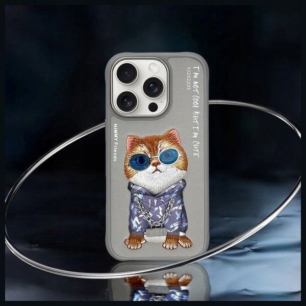 Nimmy Glasses Cool Cat Case for iPhone 16 Pro Max 6.9" Grey gallery